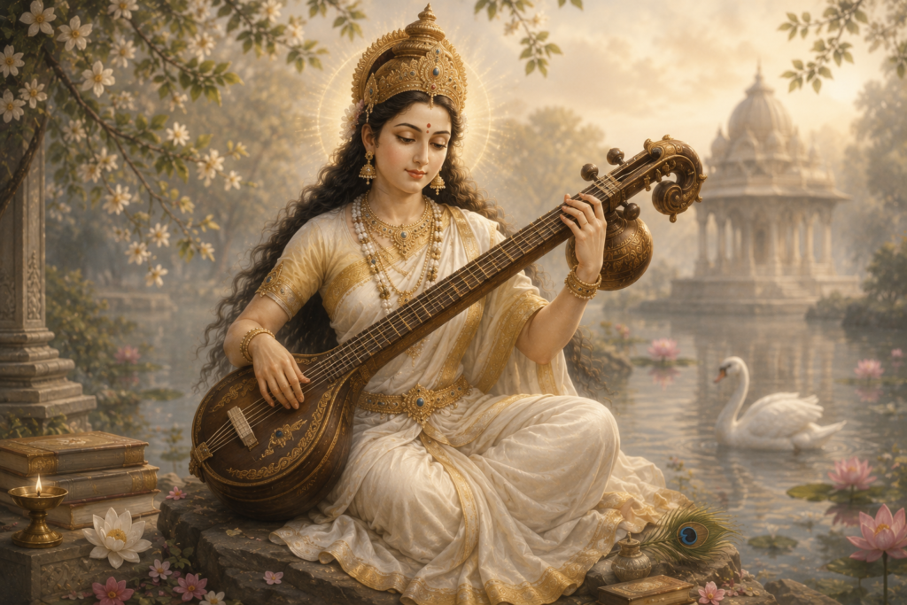 ma saraswati playing veena